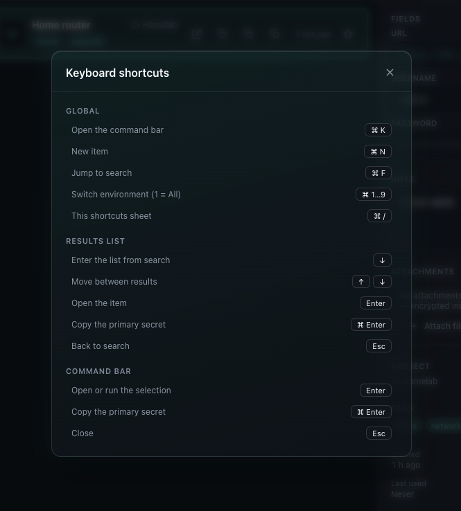 Everything from the keyboard: the full shortcuts sheet, one keystroke away.