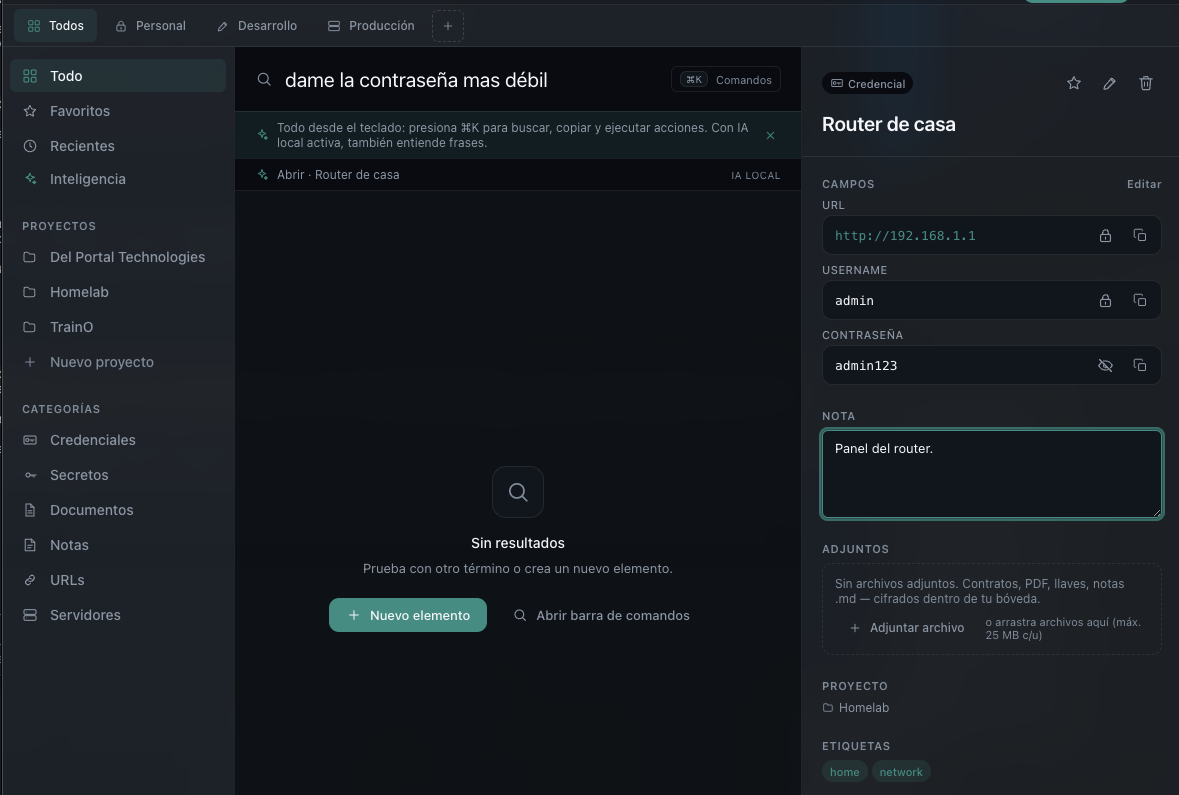 La barra entiende frases: "dame la contraseña más débil", resuelta por la IA en tu equipo contra la auditoría de seguridad.