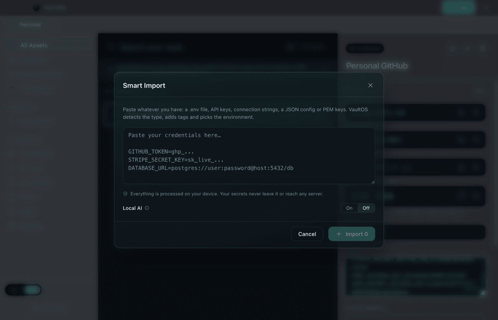 Smart Import with a pasted .env file and detected items