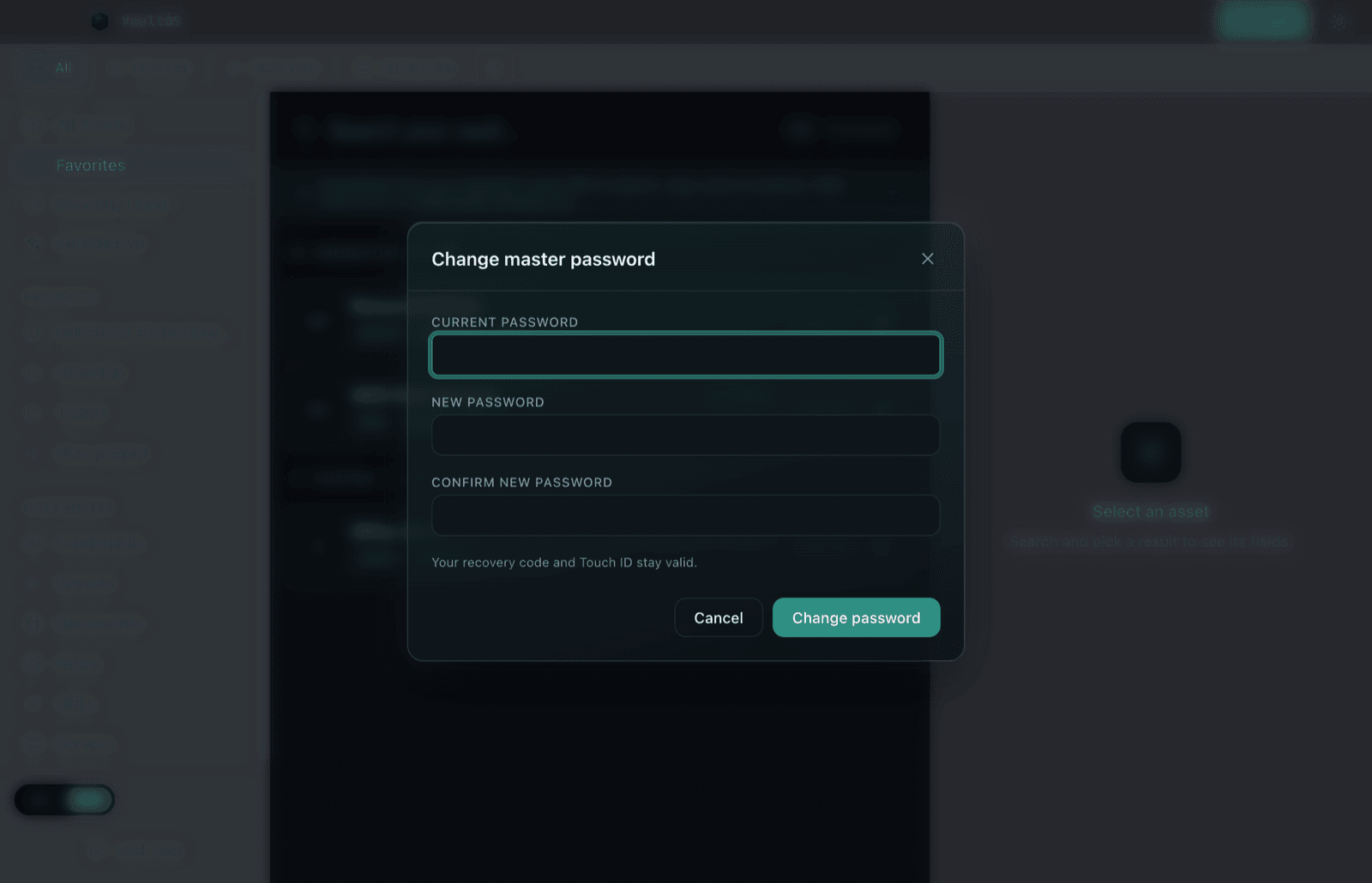 Change master password form
