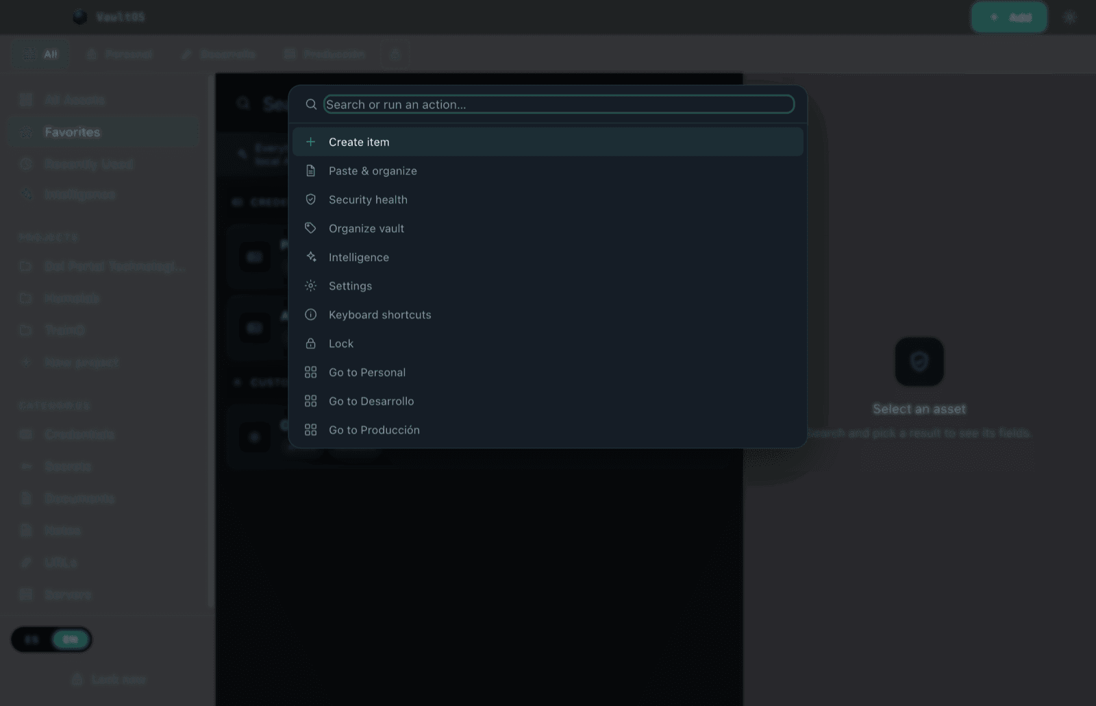 Open command palette